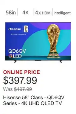 Costco Hisense 58 Class - QD6QV Series - 4K UHD QLED TV offer
