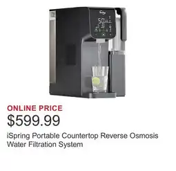 Costco iSpring Portable Countertop Reverse Osmosis Water Filtration System offer