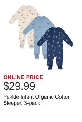 Costco Pekkle Infant Organic Cotton Sleeper, 3-pack offer