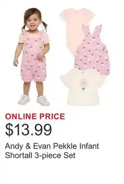 Costco Andy & Evan Pekkle Infant Shortall 3-piece Set offer