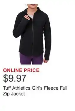 Costco Tuff Athletics Girl's Fleece Full Zip Jacket offer