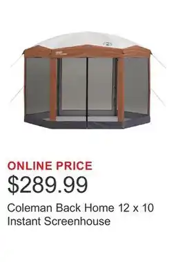 Costco Coleman Back Home 12 x 10 Instant Screenhouse offer