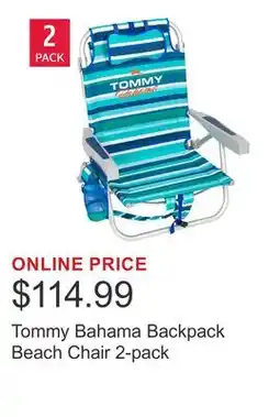 Costco Tommy Bahama Backpack Beach Chair 2-pack offer