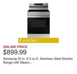 Costco Samsung 30 in. 6.3 cu ft. Stainless Steel Electric Range with Steam Clean and Built-in Wi-Fi offer