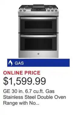 Costco GE 30 in. 6.7 cu.ft. Gas Stainless Steel Double Oven Range with No Preheat Air Fry offer