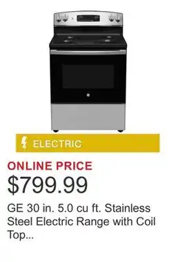 Costco GE 30 in. 5.0 cu ft. Stainless Steel Electric Range with Coil Top Burner offer