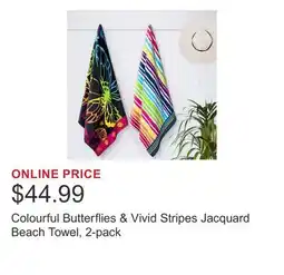 Costco Colourful Butterflies & Vivid Stripes Jacquard Beach Towel, 2-pack offer