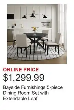 Costco Bayside Furnishings 5-piece Dining Room Set with Extendable Leaf offer