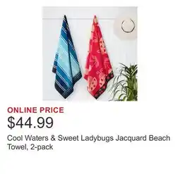 Costco Cool Waters & Sweet Ladybugs Jacquard Beach Towel, 2-pack offer