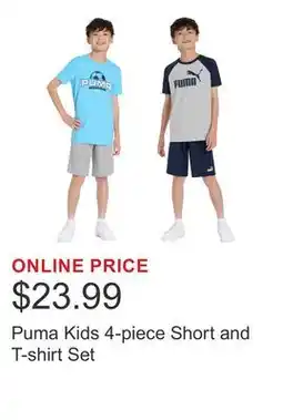 Costco Puma Kids 4-piece Short and T-shirt Set offer