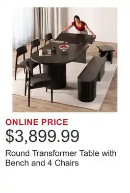 Costco Round Transformer Table with Bench and 4 Chairs offer