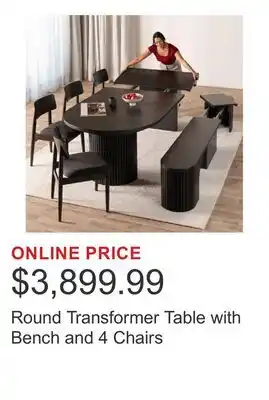 Costco Round Transformer Table with Bench and 4 Chairs offer