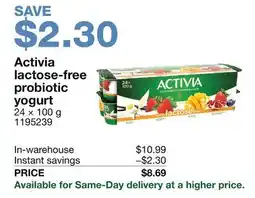 Costco Activia lactose-free probiotic yogurt offer