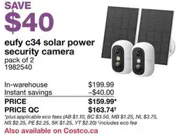 Costco eufy c34 solar power security camera offer