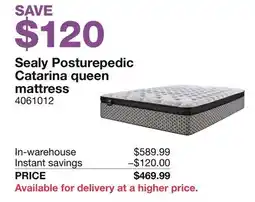 Costco Sealy Posturepedic Catarina queen mattress offer