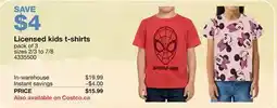 Costco Licensed kids t-shirts offer