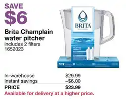 Costco Brita Champlain water pitcher offer