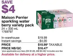 Costco Maison Perrier sparkling water berry variety pack offer