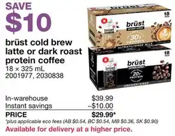 Costco brüst cold brew latte or dark roast protein coffee offer