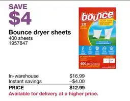 Costco Bounce dryer sheets offer