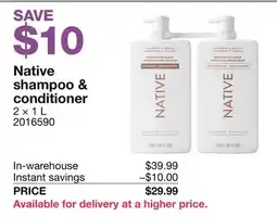 Costco Native shampoo & conditioner offer