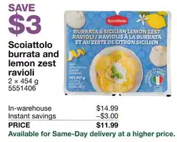 Costco Scioattolo burrata and lemon zest ravioli offer