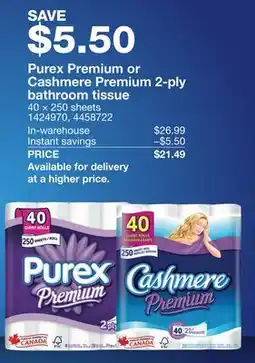 Costco Purex Premium or Cashmere Premium 2-ply bathroom tissue offer