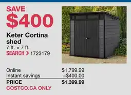 Costco Keter Cortina shed offer