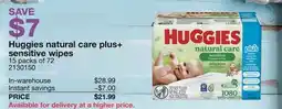 Costco Huggies natural care plus+ sensitive wipes offer