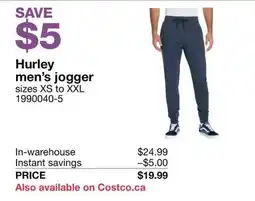 Costco Hurley men's jogger offer