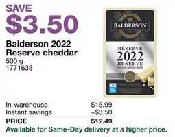 Costco Balderson 2022 Reserve cheddar offer