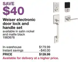 Costco Weiser electronic door lock and handle set offer