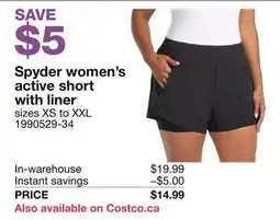 Costco Spyder women's active short with liner offer
