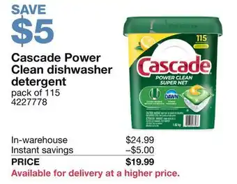 Costco Cascade Power Clean dishwasher detergent offer