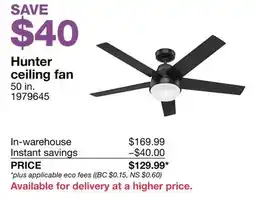 Costco Hunter ceiling fan offer