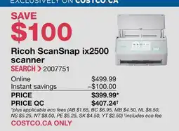 Costco Ricoh ScanSnap ix2500 scanner offer