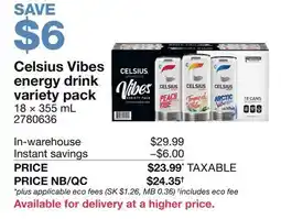 Costco Celsius Vibes energy drink variety pack offer