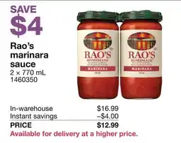 Costco Rao's marinara sauce offer