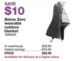 Costco Below Zero wearable outdoor blanket offer