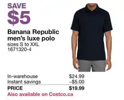 Costco Banana Republic men's luxe polo offer