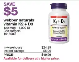 Costco webber naturals vitamin K2 + D3 offer