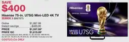 Costco Hisense 75-in. UTSG MINI-LED 4K TV offer