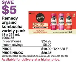 Costco Remedy organic kombucha variety pack offer