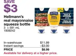 Costco Hellmann's real mayonnaise squeeze bottle offer