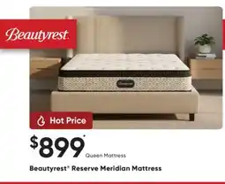 Sleep Country Beautyrest Reserve Meridian Mattress offer