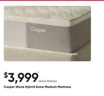 Sleep Country Casper Wave Hybrid Snow Medium Mattress offer