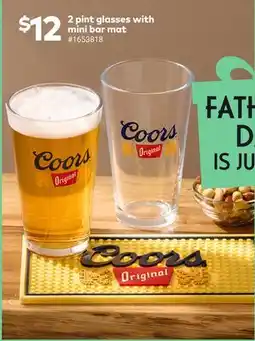 Giant Tiger 2 pint glasses with mini bar mat offer