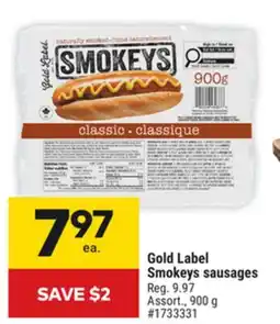 Giant Tiger Gold Label Smokeys sausages offer