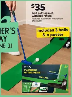 Giant Tiger Golf putting mat with ball return offer