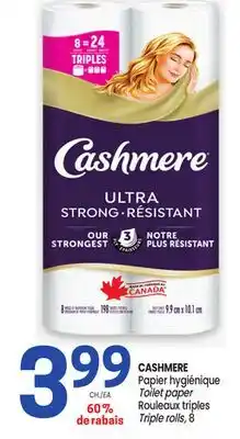 Uniprix CASHMERE Papier hygiénique Toilet paper/Rouleaux triples Triple rolls offer
